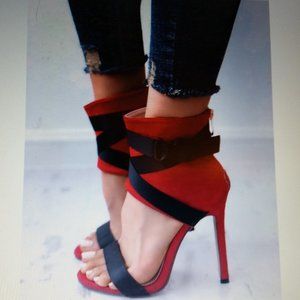 L.Day/Chick-me Red Peep-toe Heeled Sandals booties